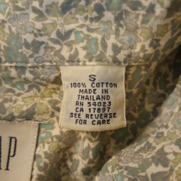 GAP  Shirt Women Small Green White Floral Print Long Sleeve Button Down - Picture 10 of 11